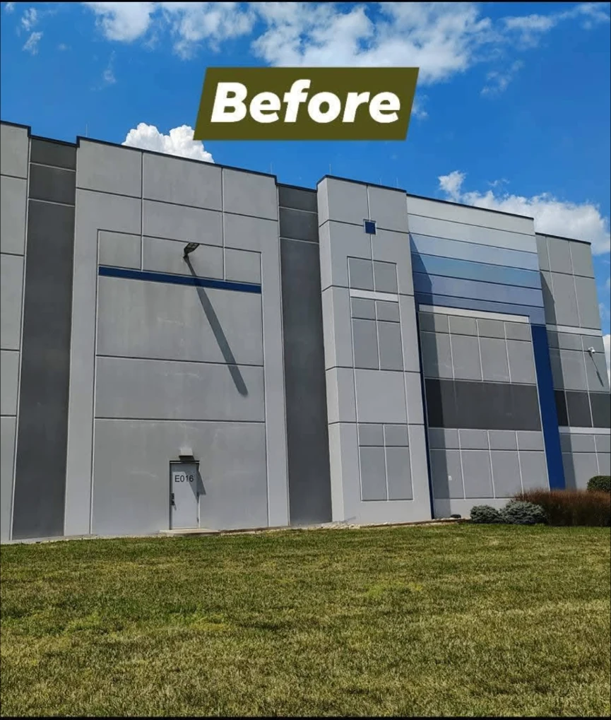 Commercial building before exterior painting
